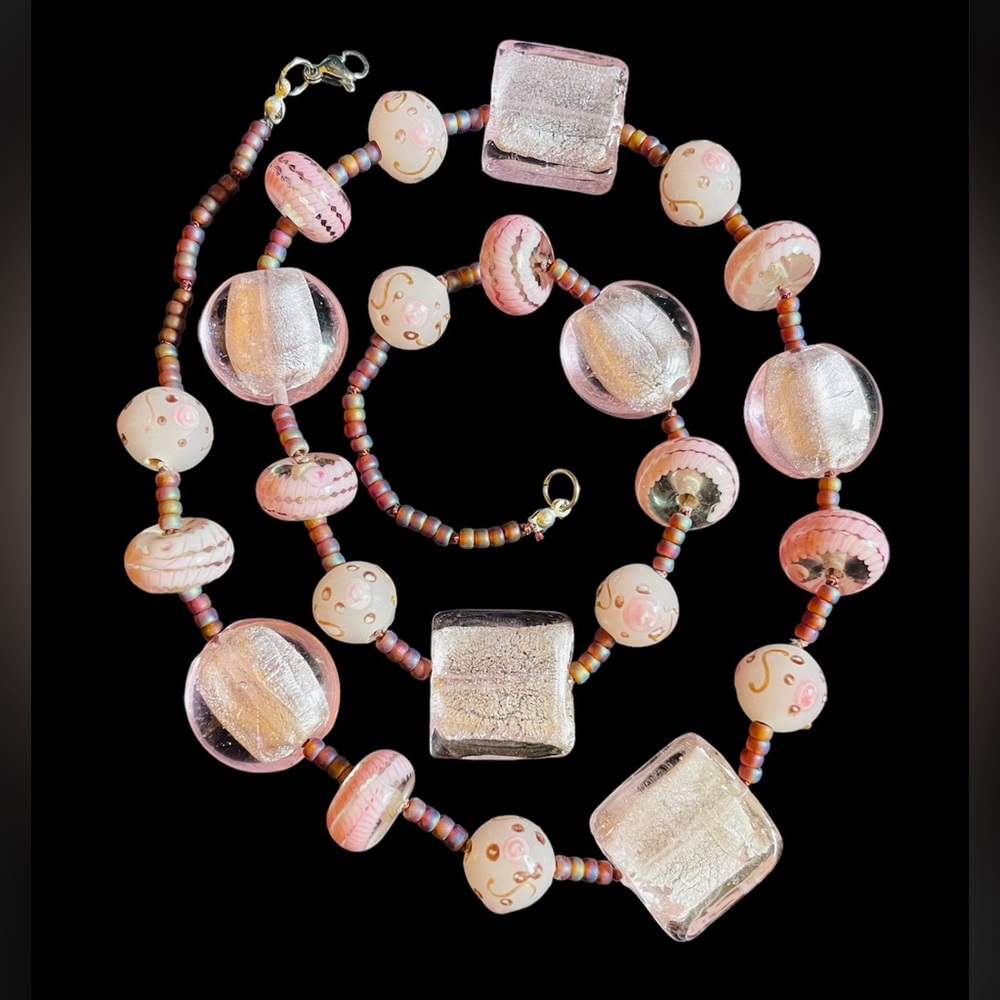 Vintage Pink Glass Necklace